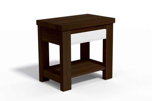 Table de chevet avec tiroir en bois brossé / DUO