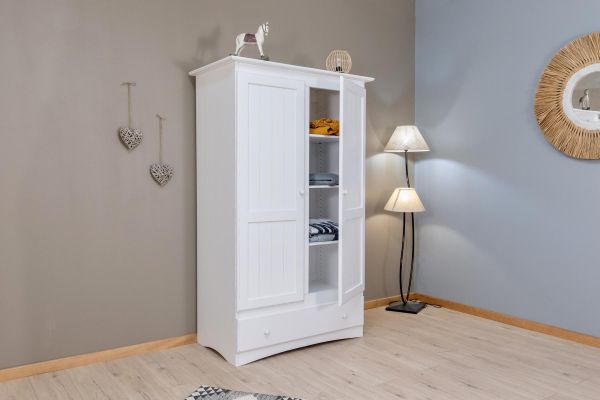 Armoire Penderie Enfant Maya 120cm Blanc