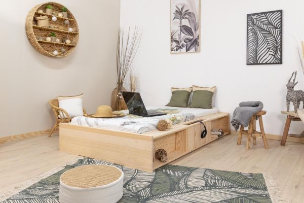 LIT PODIUM AVEC NICHES DE RANGEMENTS / ENZO