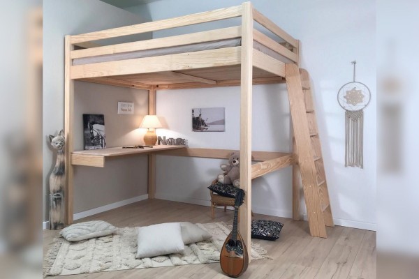 LIT MEZZANINE 140x190 AVEC PETIT COIN BUREAU / CARLIT