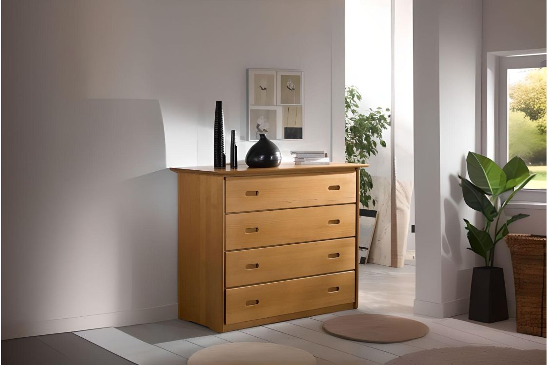 Commode design 4 tiroirs en pin MAYA