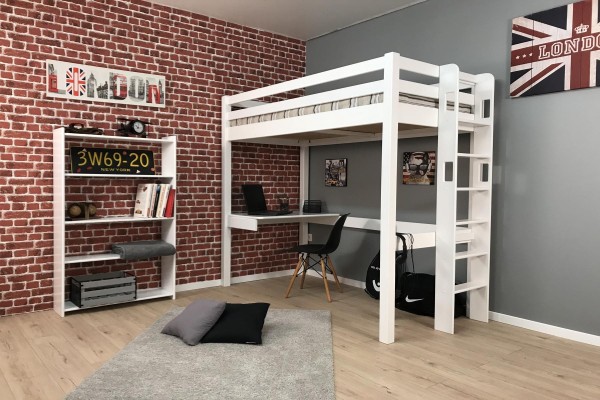 Mezzanine haute 120x190 avec coin bureau en 120 / CARLIT