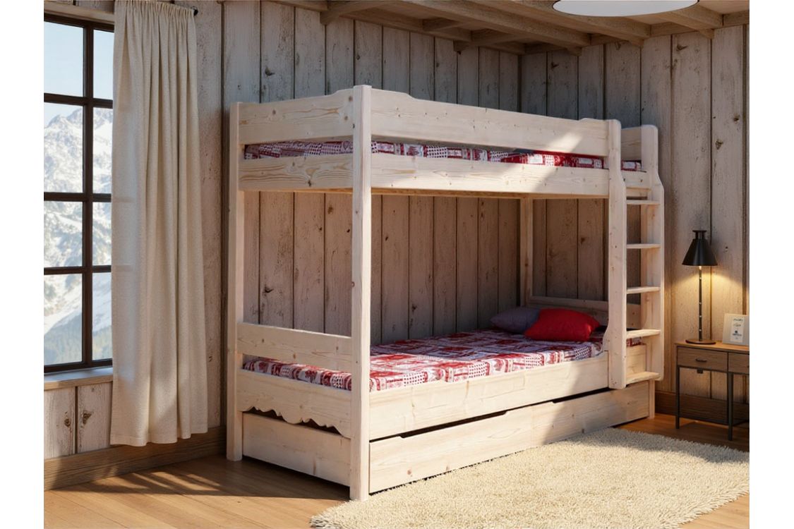 Lit superposé en sapin avec tiroir CHATEL
