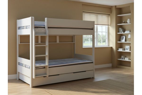 Lit superposé avec tiroir et étagère SAINT LARY