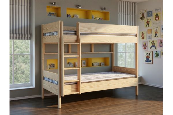Lit superposé sécurisé avec étagère SAINT LARY Lit superposé sécurisé avec étagère SAINT LARY